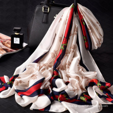 2018 new arrival beautiful printed lady shawl scarf 180x90cm 100% polyester silk scarf